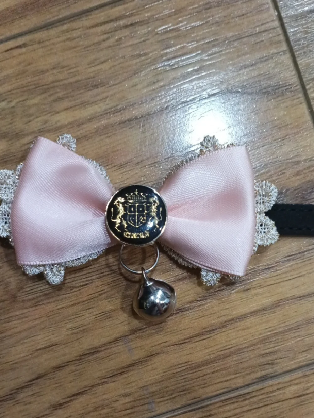 Source Unknown Black Cat Collar with Pink Bow & Bell